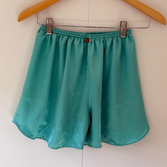 Turquoise Satin Shorts - Picture 1 of 4